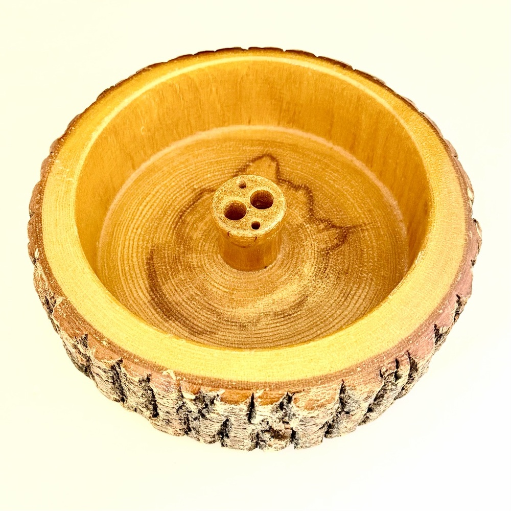 Vintage Real Wood Tree Bark Live Edge Nut Bowl EUC